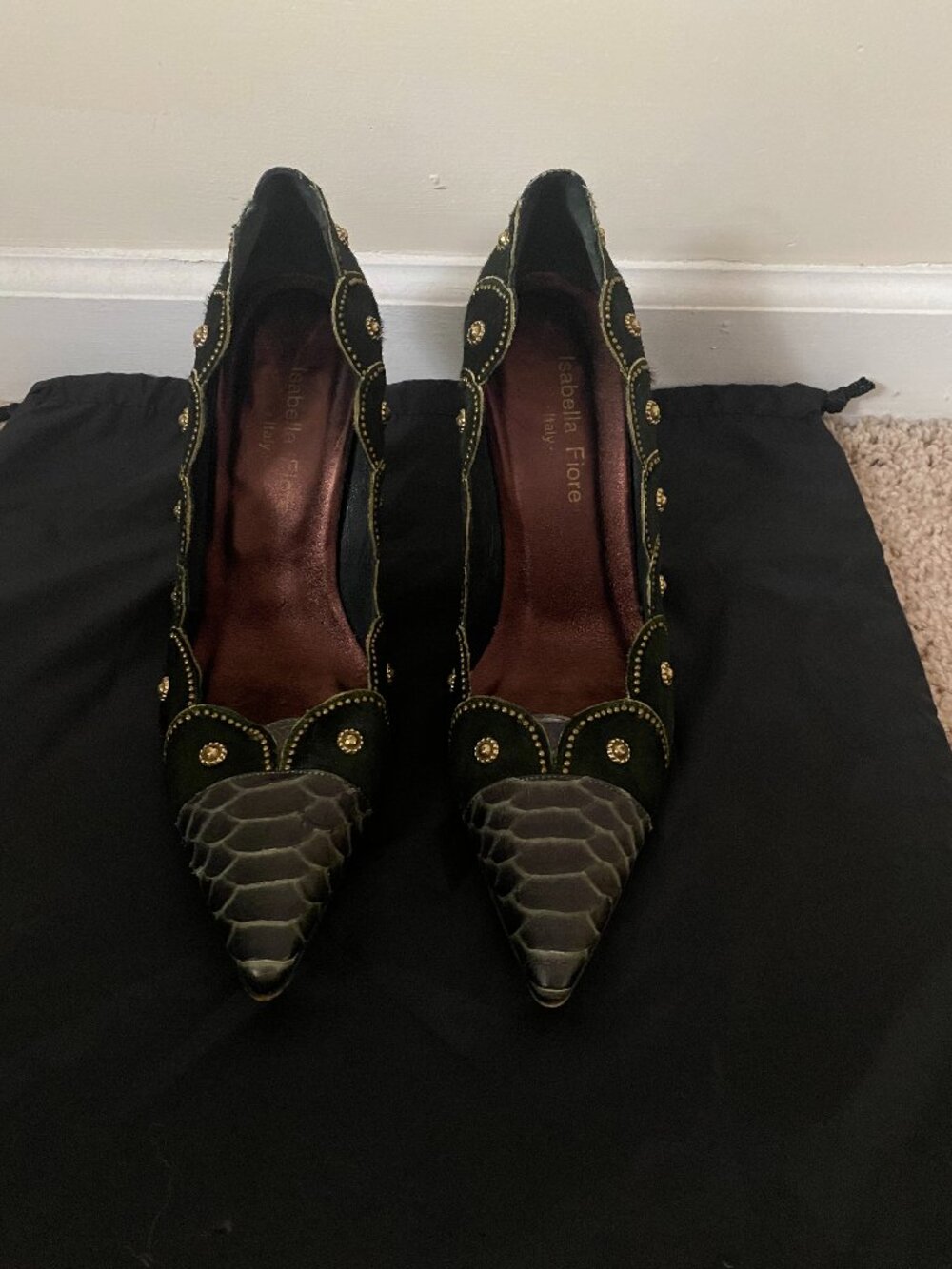 ISABELLA FIORE PONY HAIR AND SNAKE SKIN HEEL SIZE 8.5
